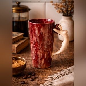 Vintage Handmade Art Pottery Mug Sculptural Woman Handle | Signed Luv Lil 1973